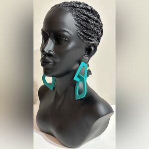 Lightweight Teal Acrylic Statement Earrings